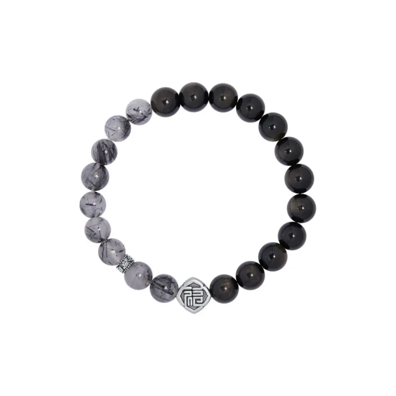 ZUIWENGLANGYASHANWENCHUANG Obsidian Bracelets Unisex-0