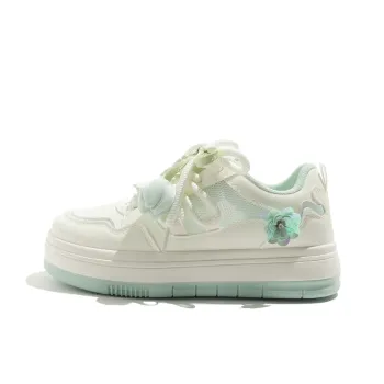 BEIER Green Floral Tulip Lightweight And Breathable Low Top Skateboard Shoes Women's