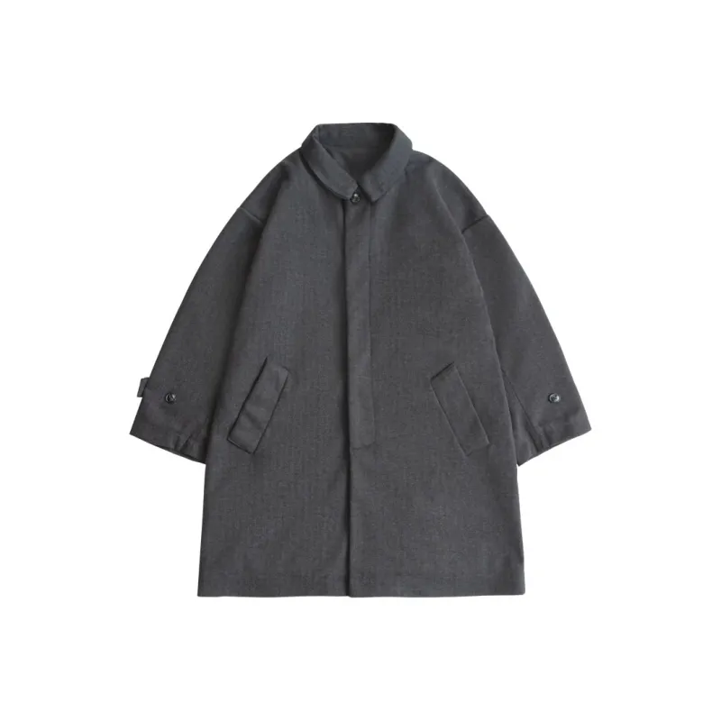 HEEMKIZOO Trench Coat Men's Black Gray-0
