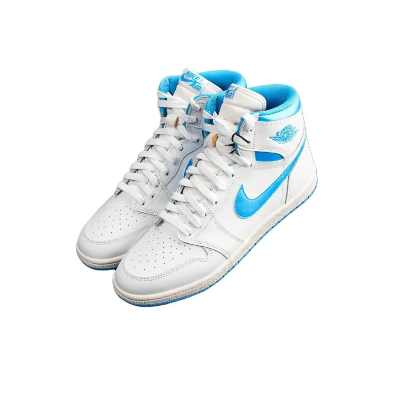 Jordan Air Jordan 1 High Top Vintage Basketball Shoes Unisex White Blue-1