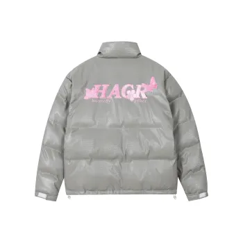 HARSH AND CRUEL Puffer Jacket Unisex Gray Brown
