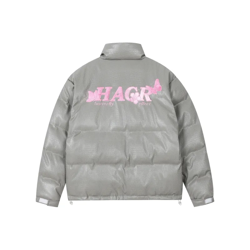 HARSH AND CRUEL Puffer Jacket Unisex Gray Brown-0