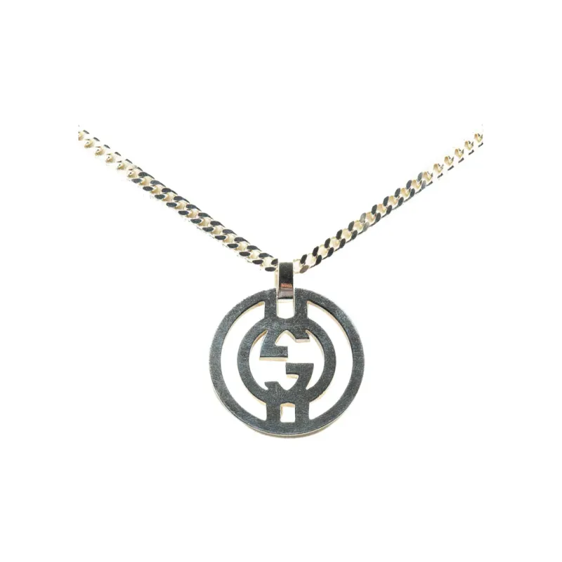 GUCCI 1990 2024 Sterling Silver Interlocking G Pendant Necklace-0