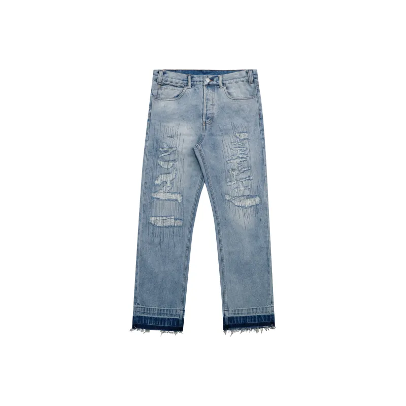 False Perception Jeans Unisex Washed Blue-0