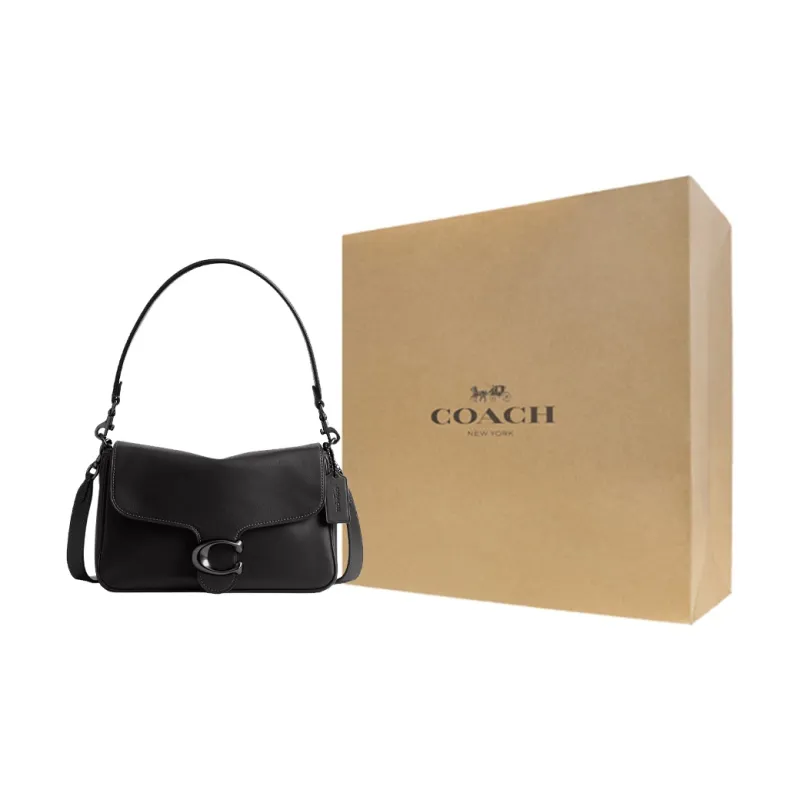 COACH Soft Tabby Smooth Leather Shoulder Bag Medium Size Women's Black-11