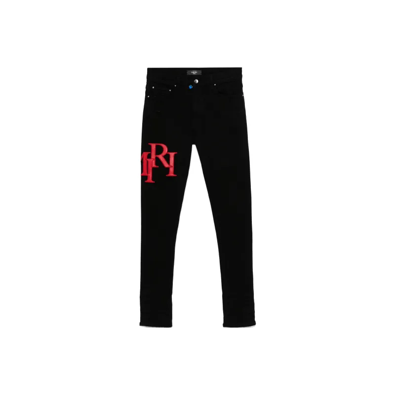 AMIRI Staggered logo embroidered Jeans-0