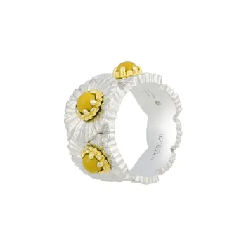 BUCCELLATI Silver Agate Rings Women's Silver/Yellow