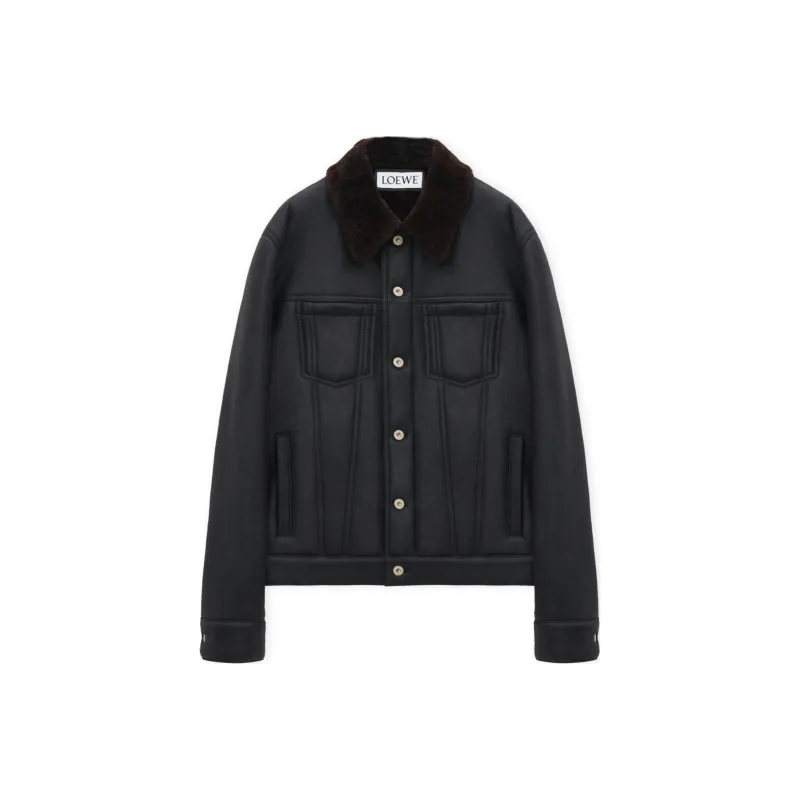 LOEWE FW24 Leather Jacket Men's Black-0