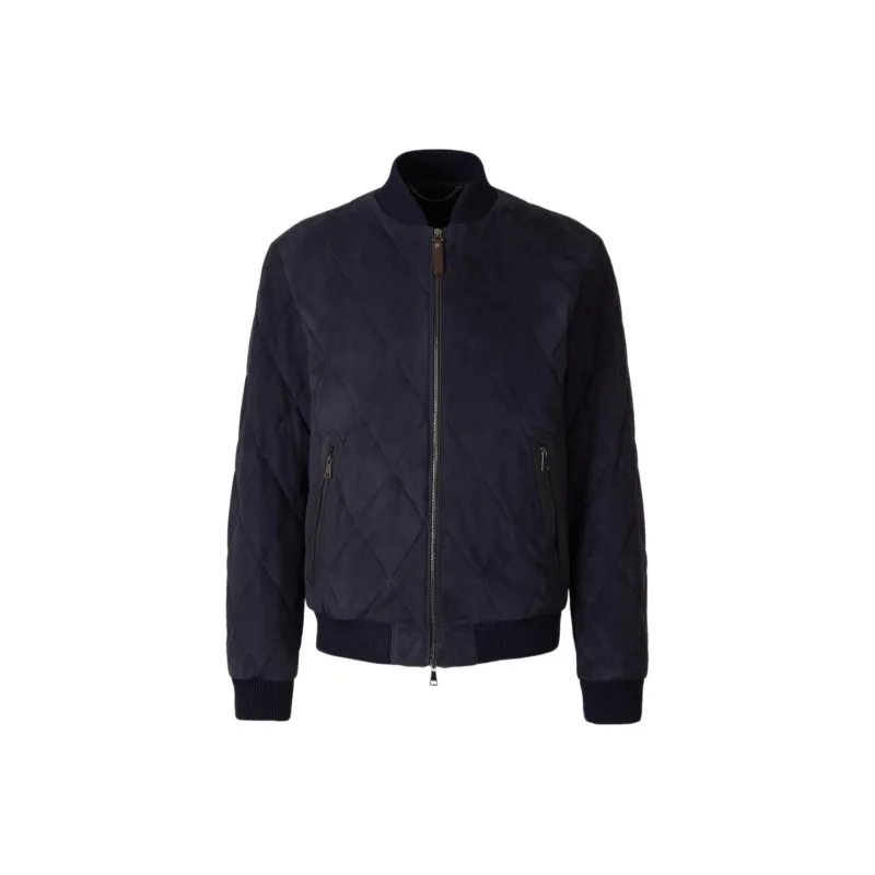 Canali Quilted Suede Bomber Jacket-0