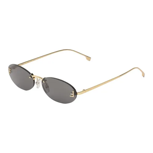 FENDI Metal Artificial Crystal Oval Sunglasses Women
s Gold/Gray