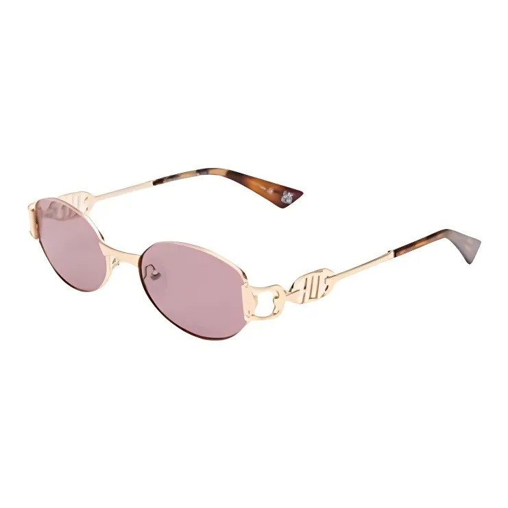 Le Specs Metal Oval Sunglasses Women's Gold-0