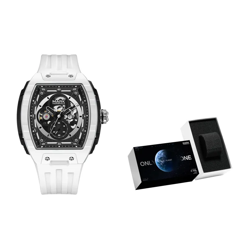 FAIRWHALE Automatic Mechanical Movement Rubber Strap Watch Men's Watches White Dial-9