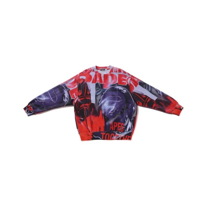 A BATHING APE Overprint Relax Fit Crewneck Sweatshirt-5