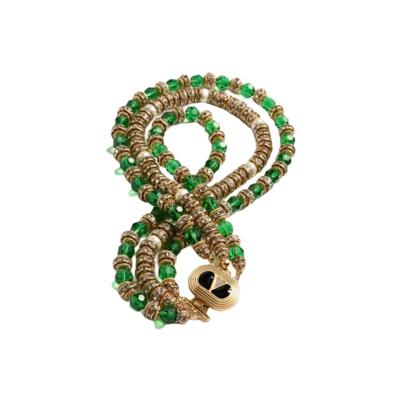 Valentino Coeur Royal Necklace In Metal Enamel Briole Glass Pearls And Crystals-1