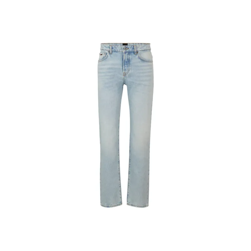HUGO BOSS SS24 Regular-Fit Jeans In Blue Rigid Denim Jeans Men's Light Blue-0