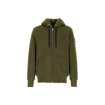 Moose Knuckles Logo Plaque Zipped Drawstring Hoodie