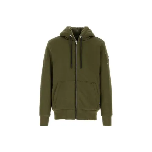 Moose Knuckles Logo Plaque Zipped Drawstring Hoodie
