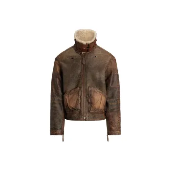 Polo Ralph Lauren FW24 Leather Jacket Men's Brown