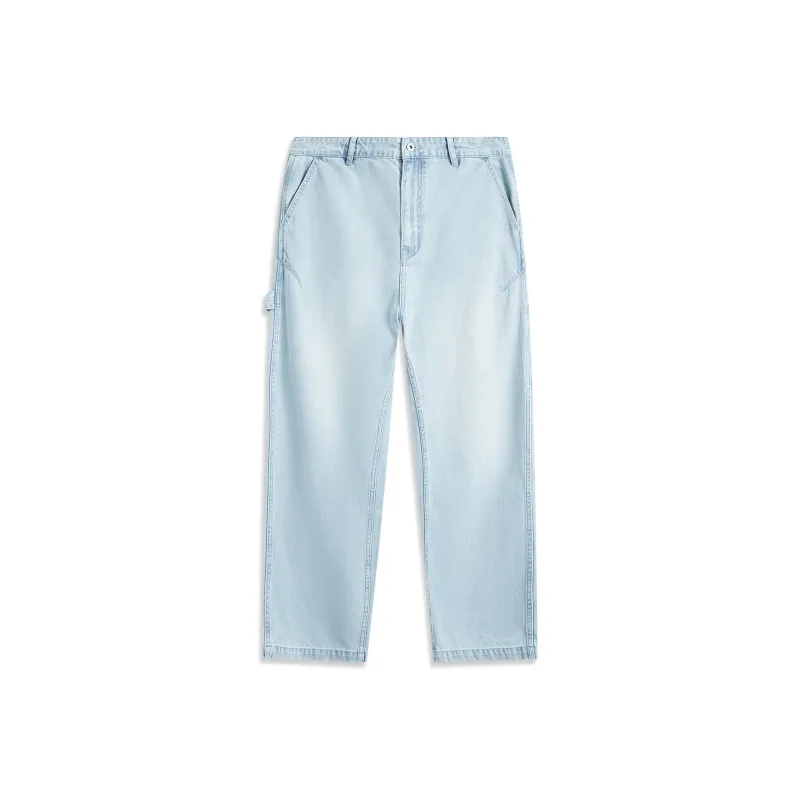 LiNing Sports Life Collection Jeans Men's Washed Blue Cow-0
