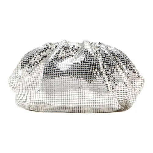STUDIO AMELIA Silver Mesh One Shoulder Clutch Mini Women's Silver