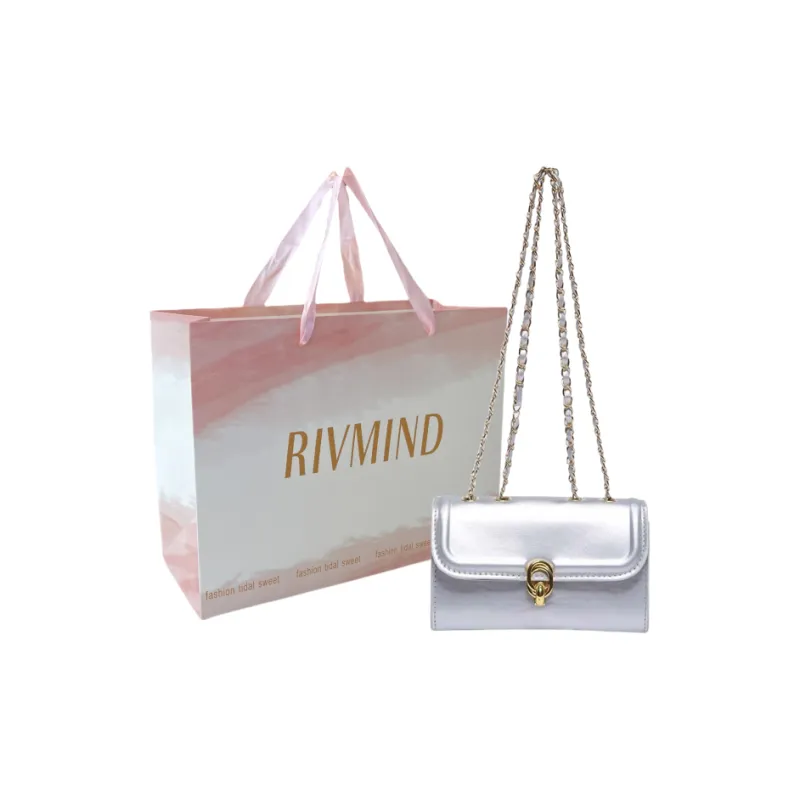 RIVMIND PU Crossbody Bag, Chain Bag, Shoulder Bag Regular Women's White/Silver/Black/Khaki/Pink-1
