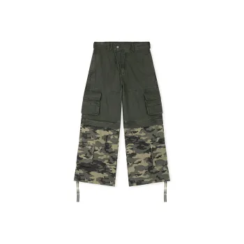 BONELESS Cargo Pants Unisex Gray Green & Camouflage