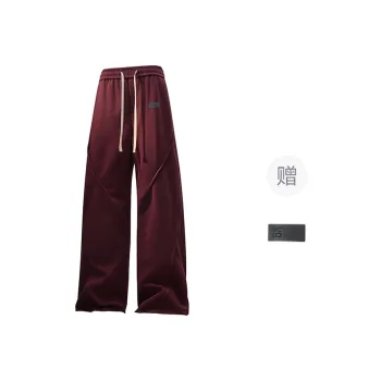YOSICIL Casual Pants Unisex Burgundy