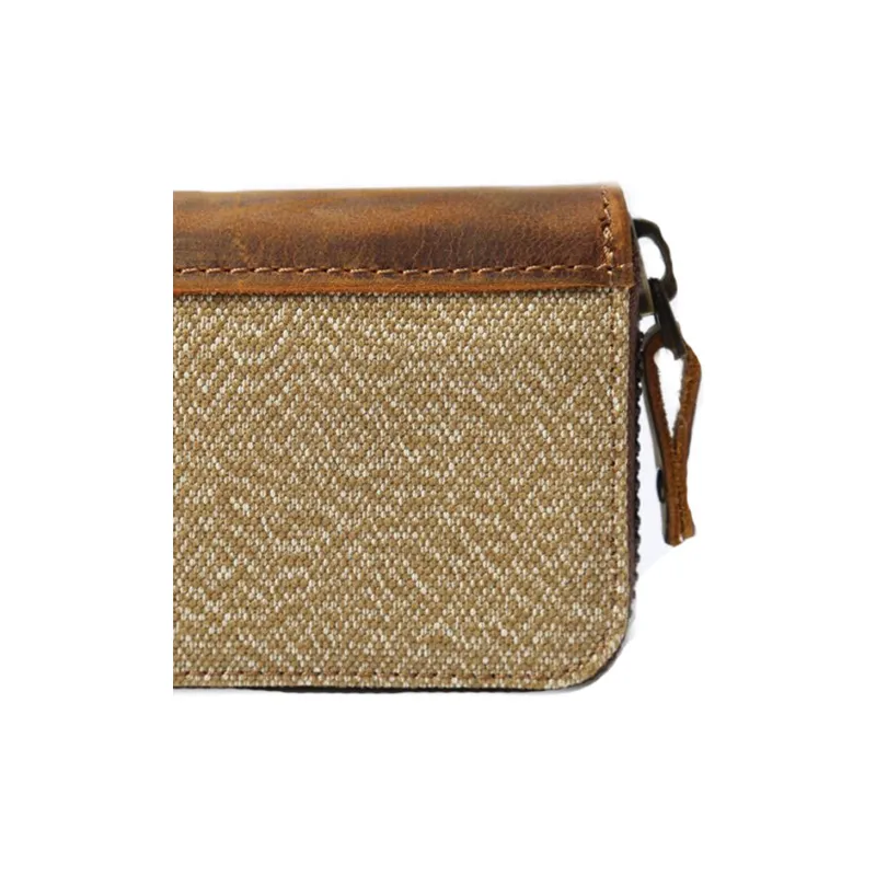 G FAVOR Crazy Horse Leather Cow Leather Business Card Holder Small Size Unisex Khaki Army Green-1