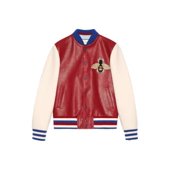 GUCCI Leather Jackets Men Red