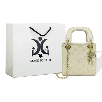 MACK JODAER Synthetic Leather Lady Dior Bag, Shoulder Bag, Handbag Women's Ecru