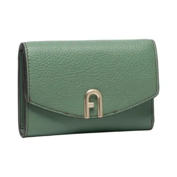 Furla Primula Leather Wallet Large Size Women's Green