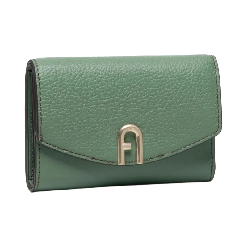 Furla Primula Leather Wallet Large Size Women's Green-0