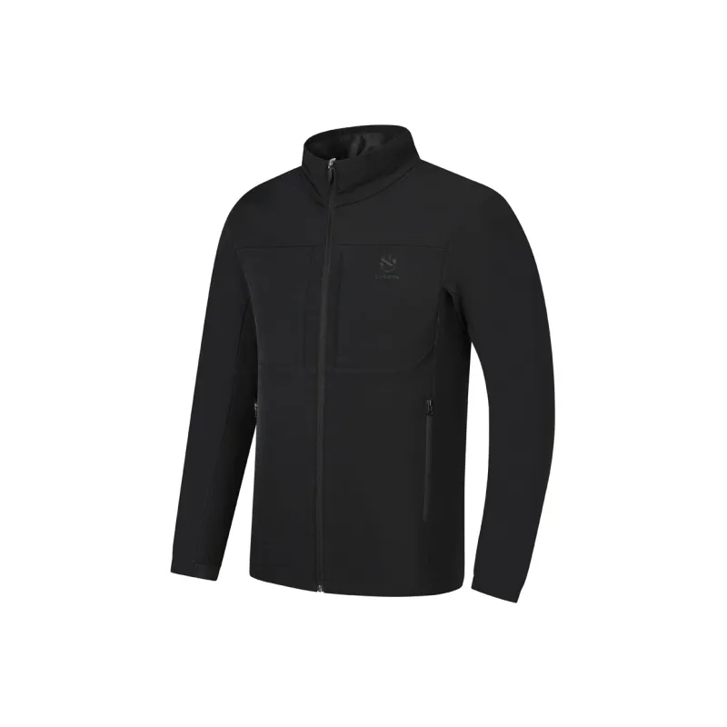 QIAODAN Mountain God Series Trench Coat Men's Black-0