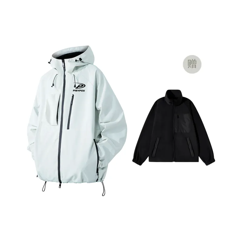 PISYPOX Waterproof And Windproof Windbreaker Jacket Unisex Black-11