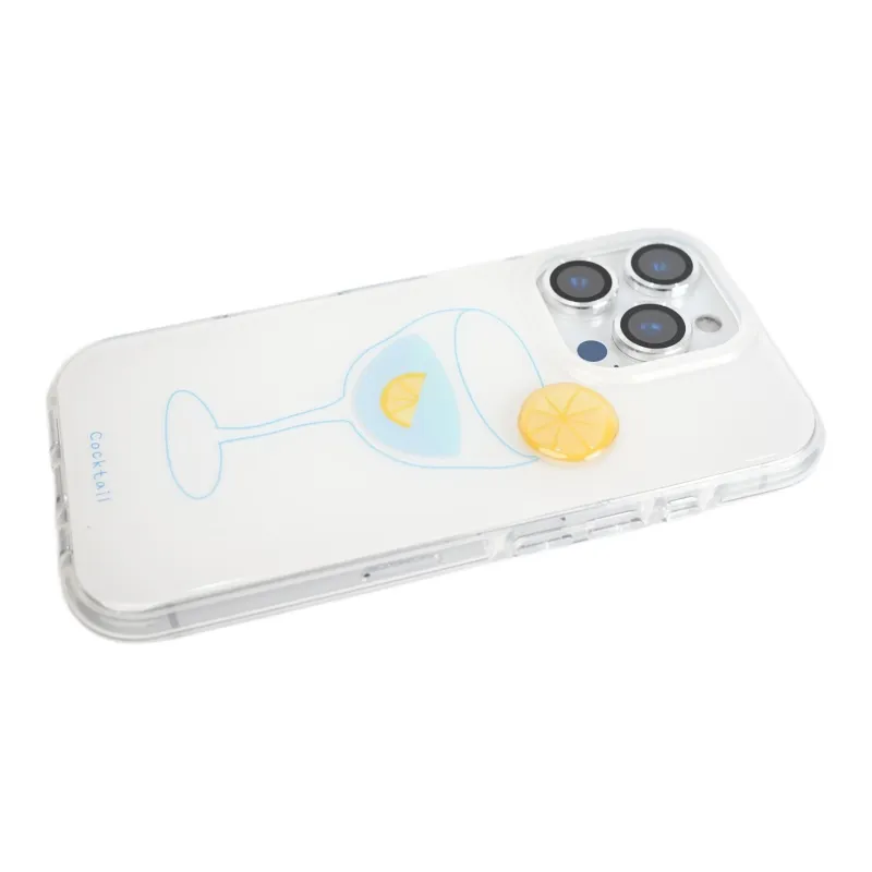 Wei Xin Acrylic Material 3D Effect Lemon Cocktail Phone Cases Compatible With IPhone 16/15 Pro Max/Apple 13/14 Pro/Max-3