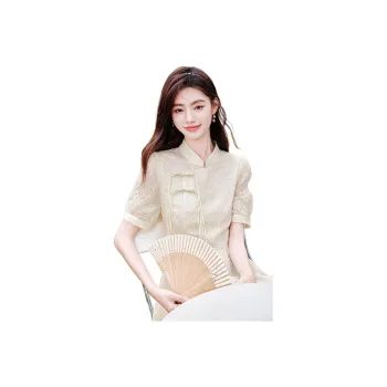 Like The Age Of Water Short Sleeved Dress Women's Apricot