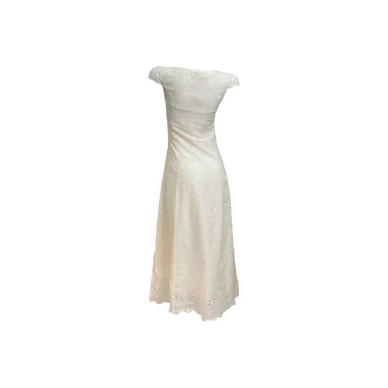 GLEE DIARY Short Sleeved Dress Women's Cream White-1