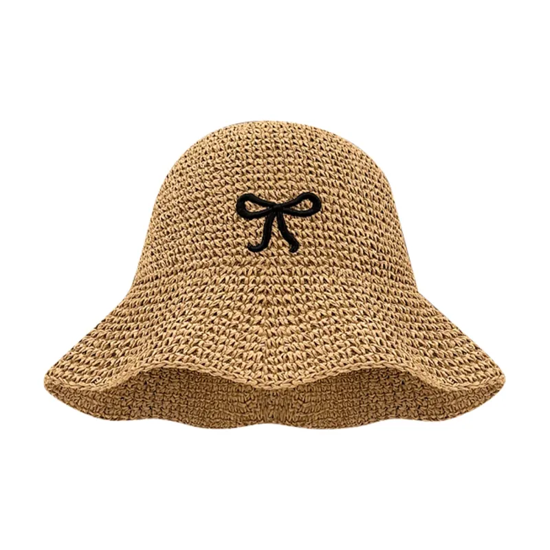 ZKY Straw Woven Bucket Hats Unisex-1
