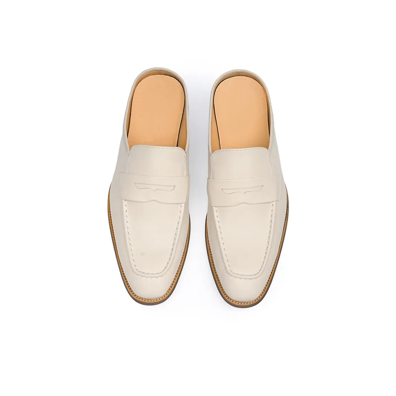 ASTON M.JAZZ Rubber Sole Closed Toe Slippers Men's White-4