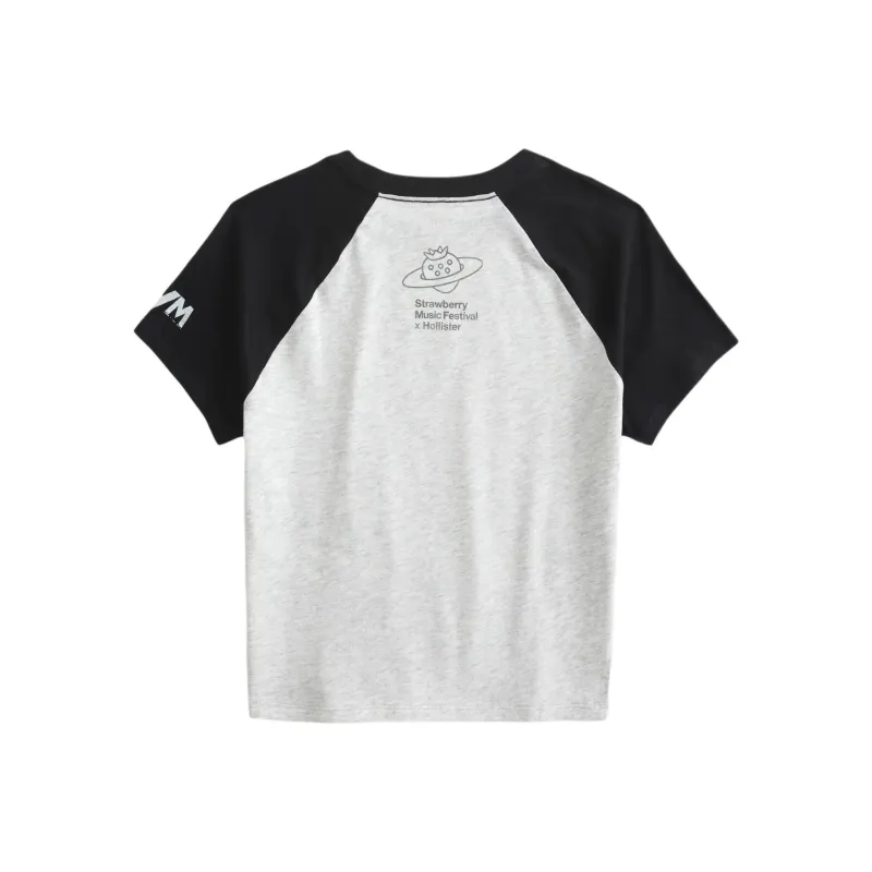 Hollister Raglan Sleeve T Shirt Women's Black-1