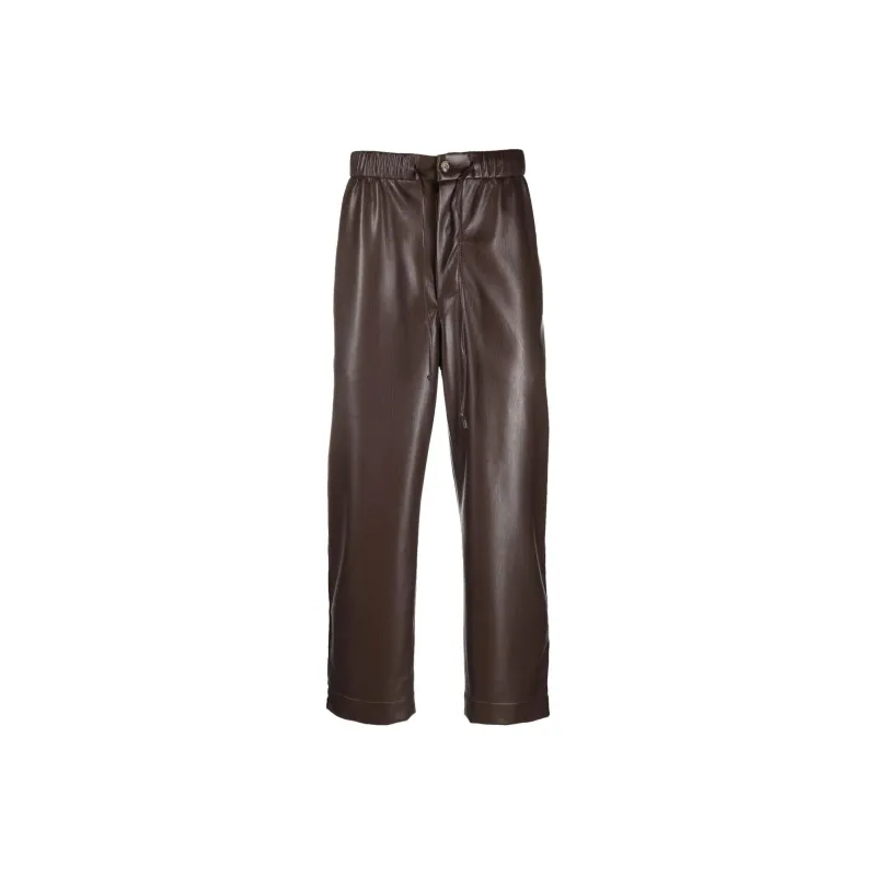 NANUSHKA Leather Pants Men Dark Brown-0