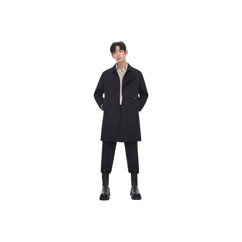 ZIOZIA Trench Coats Men Black-0