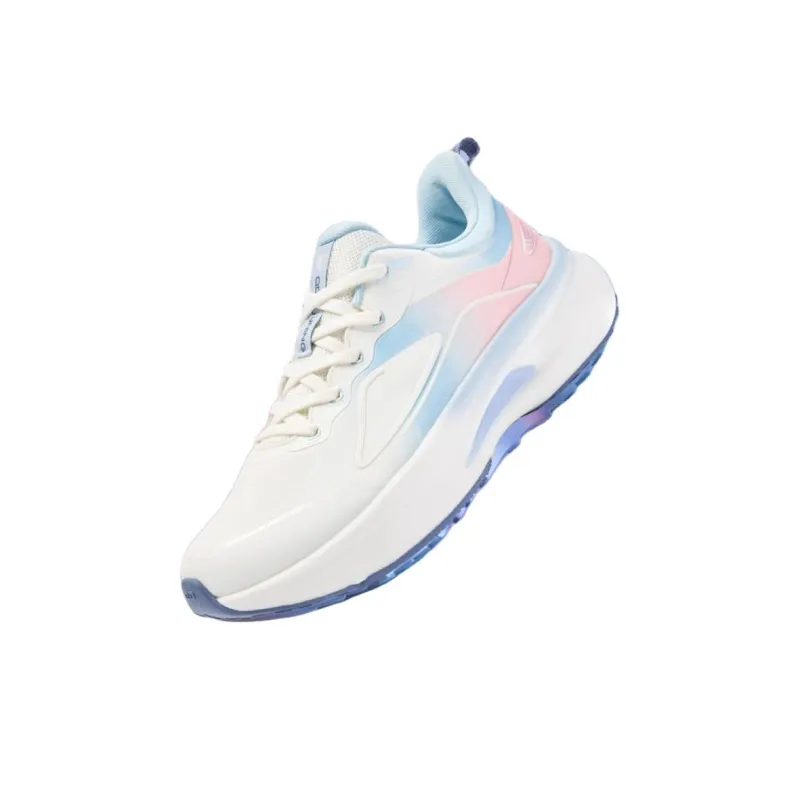 QIAODAN Iridescent 5.0 Anti Slip Wear Resistant Low Top Running Shoes Women's White Blue Pink-1
