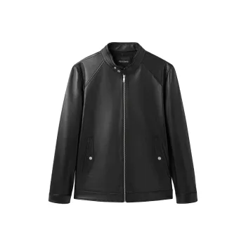 PEACEBIRD MEN Leather Jacket Men's Black