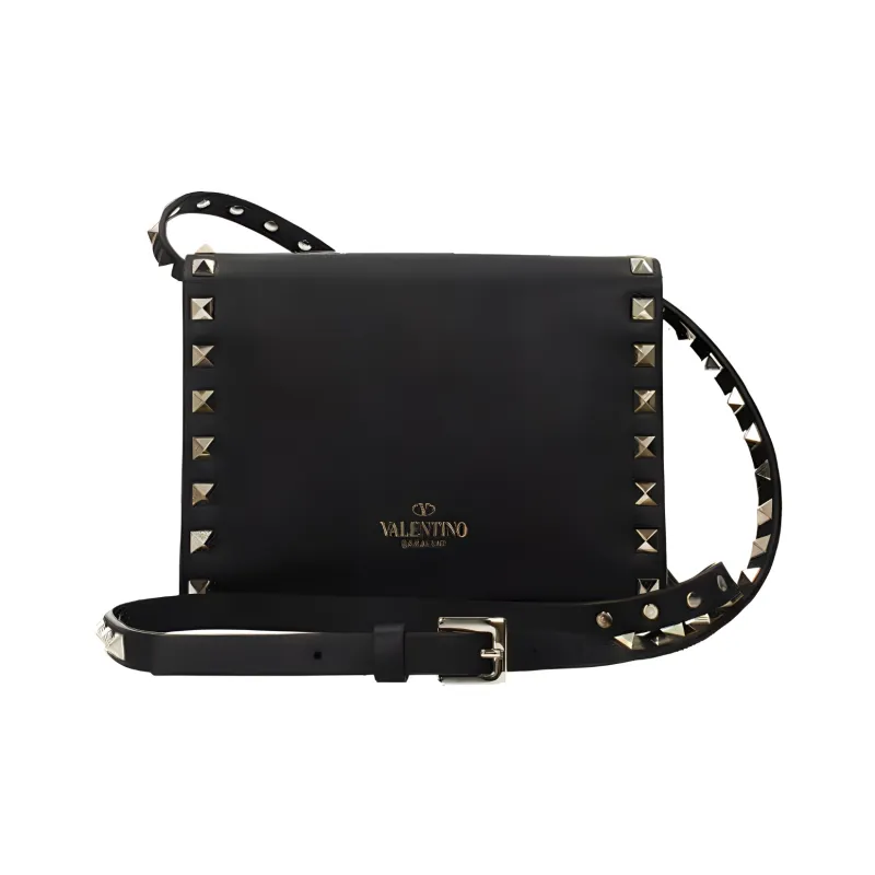 Valentino Rockstud Leather Shoulder Bag Mini Women's Black-2
