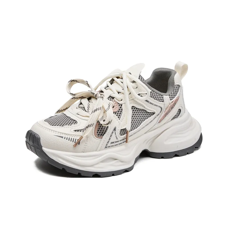 EXULL Q Slip Resistant, Breathable, Lightweight, Height Increasing Low Top Chunky Sneakers Women's-1