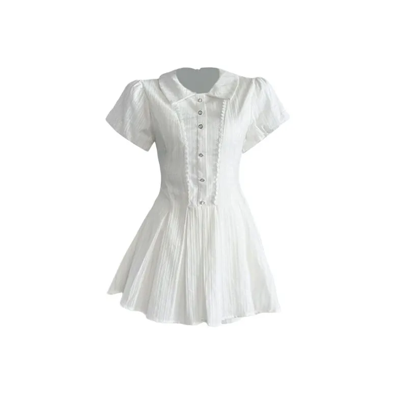 XUANSHU Short Sleeved Dress Women's White-1