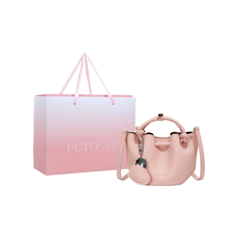 FCTOSSR PU Bucket Bag Handbag Women's White/Black/Blue/Pink-6