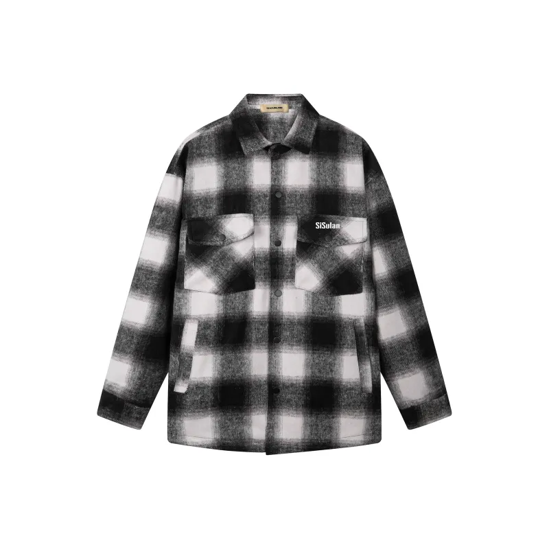 SISULAN Jackets Coats Unisex Black Plaid-0