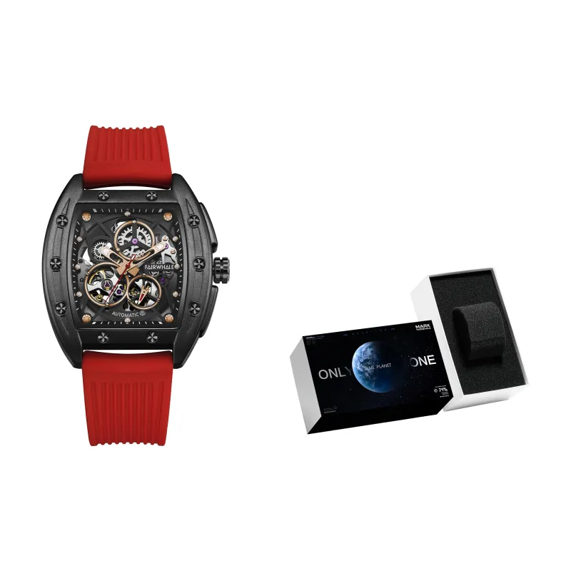 FAIRWHALE Pioneer Collection Men's Watch Automatic Mechanical Movement Silicone Strap Watch Men's Watches Cut Out Dial-16